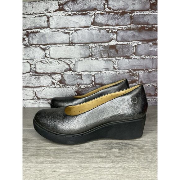 Clarks Unstructured Silver Leather Casual Wedge Shoes Women’s Sz 8.5M US/39.5EU - Picture 1 of 16